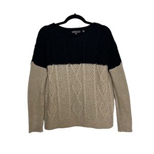 Vince Cable Knit Pullover Sweater Medium Size Small Black Tan Yak/Wool Blend